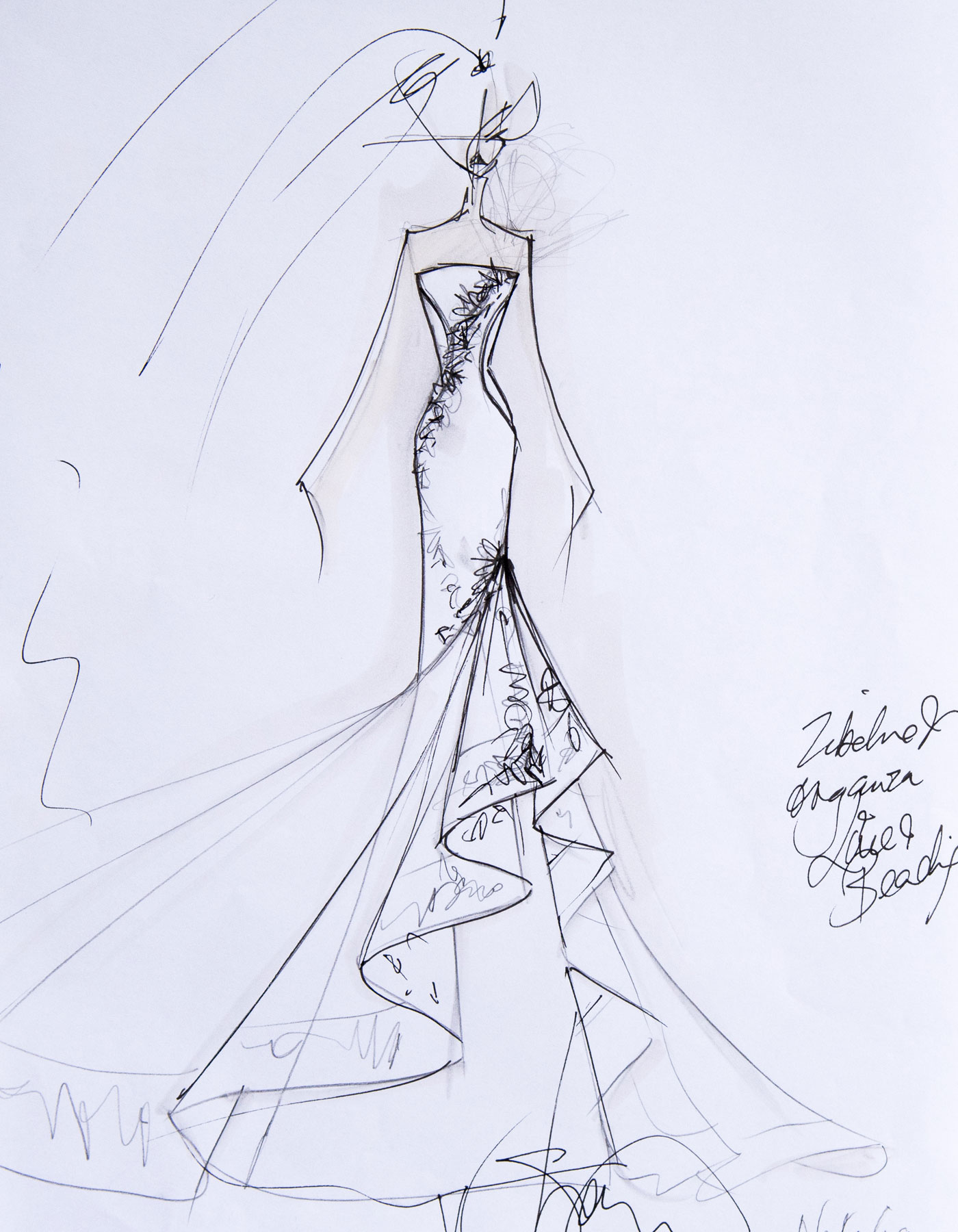 Sharon Cunningham Bride wedding dress fashion illustration