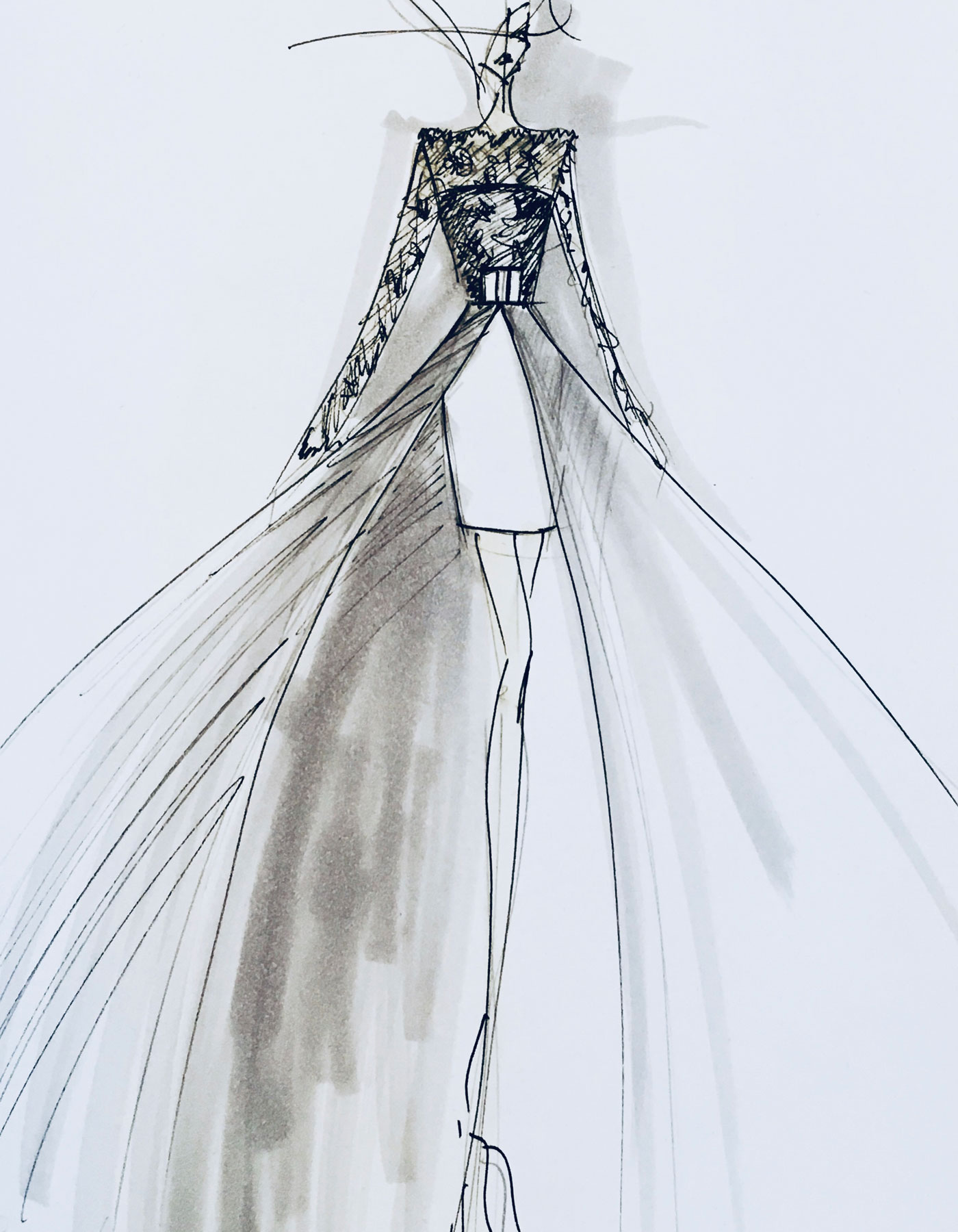 Sharon Cunningham Bride wedding dress fashion illustration