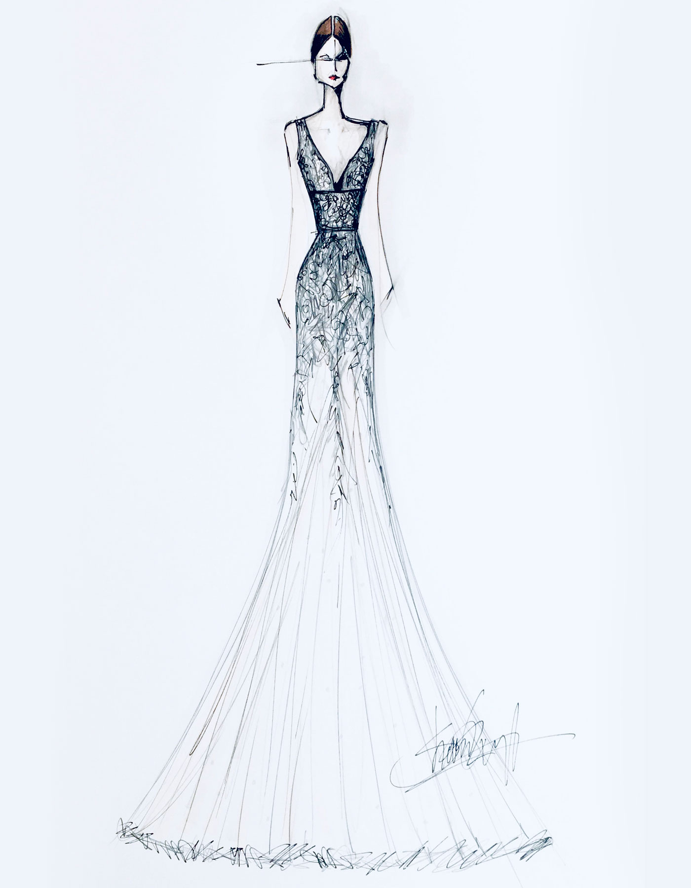 Sharon Cunningham Bride wedding dress fashion illustration