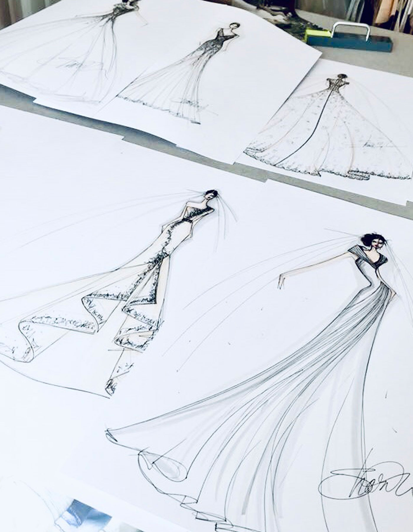 Sharon Cunningham Bride wedding dress fashion illustration