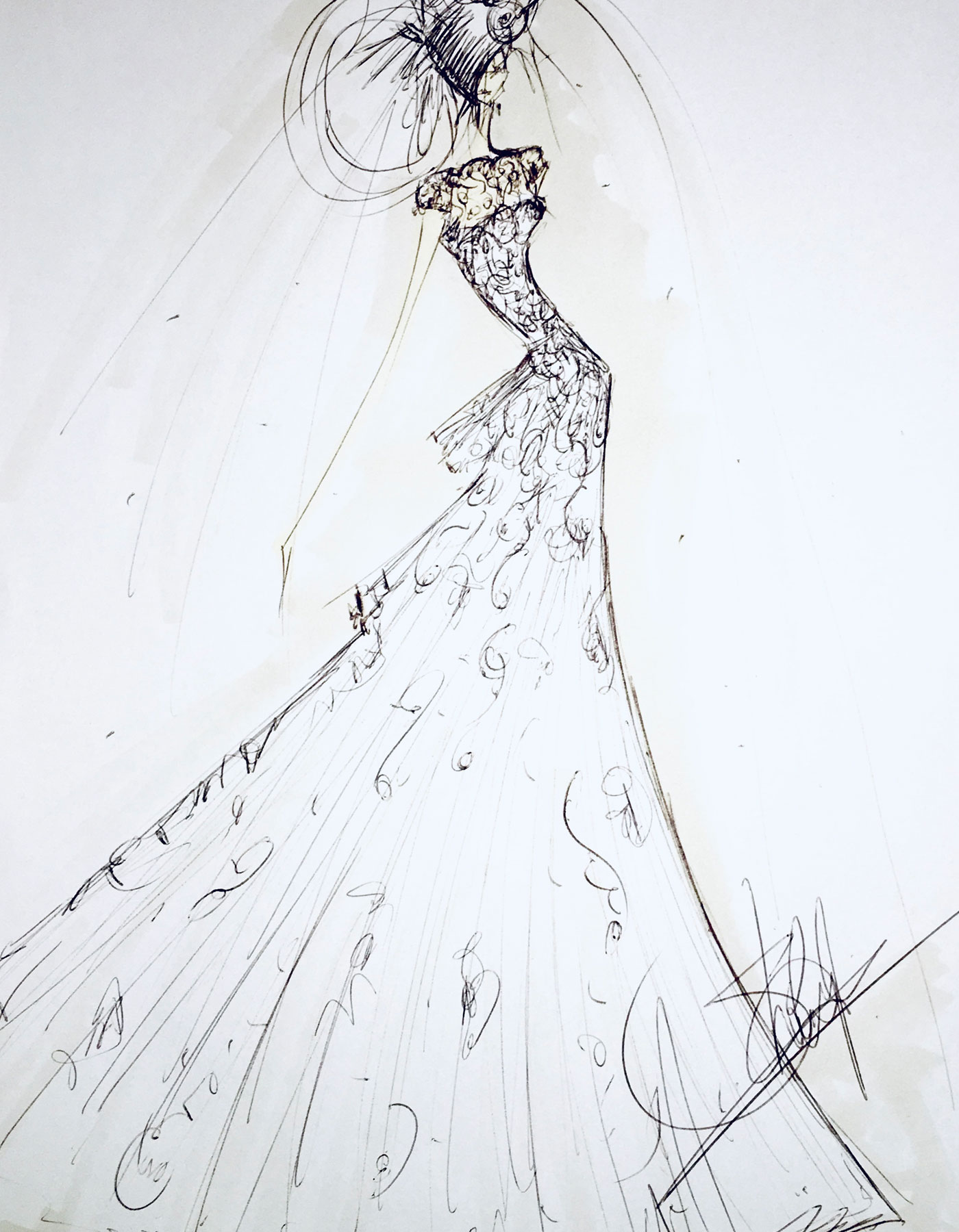 Sharon Cunningham Bride wedding dress fashion illustration