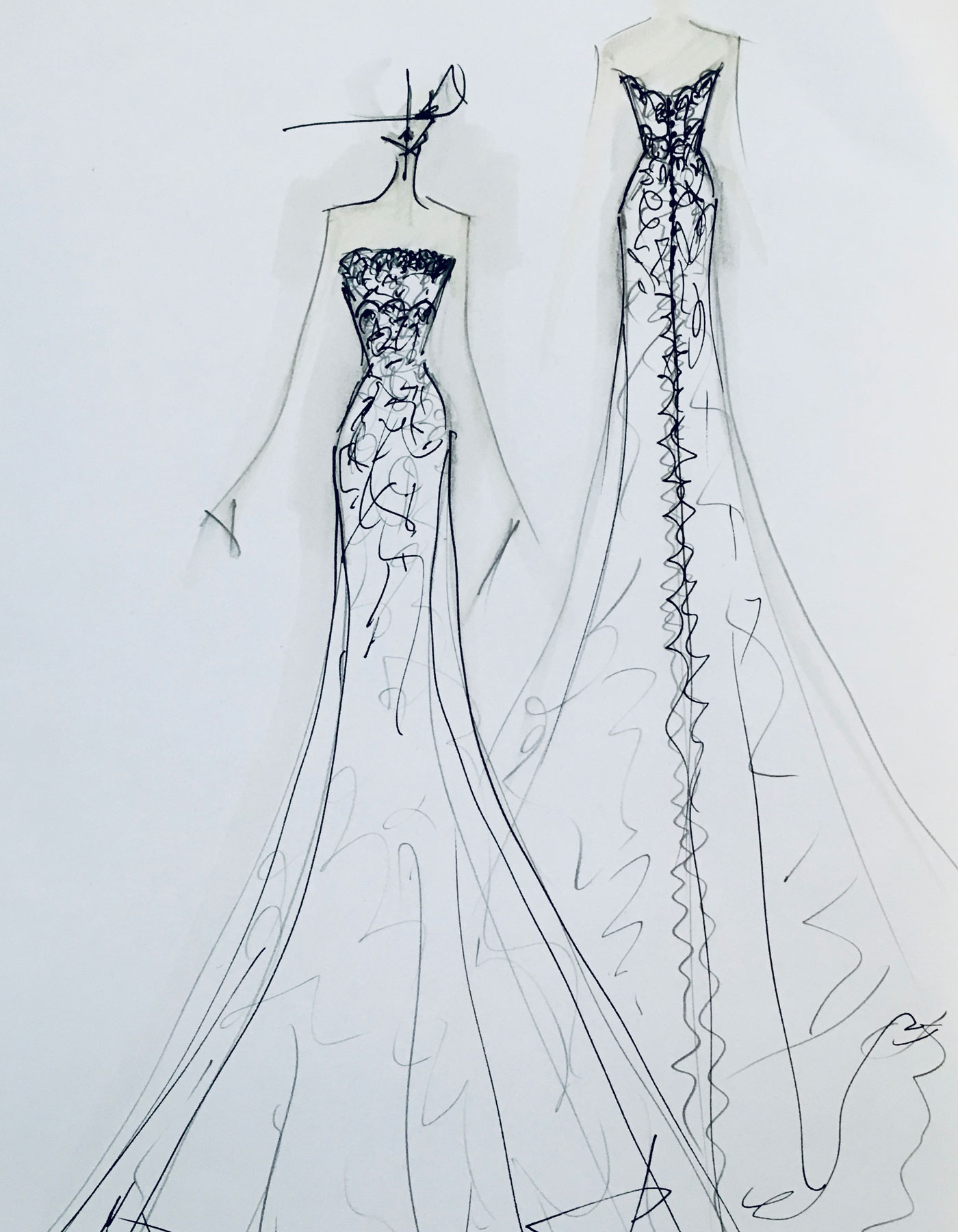 Sharon Cunningham Bride wedding dress fashion illustration