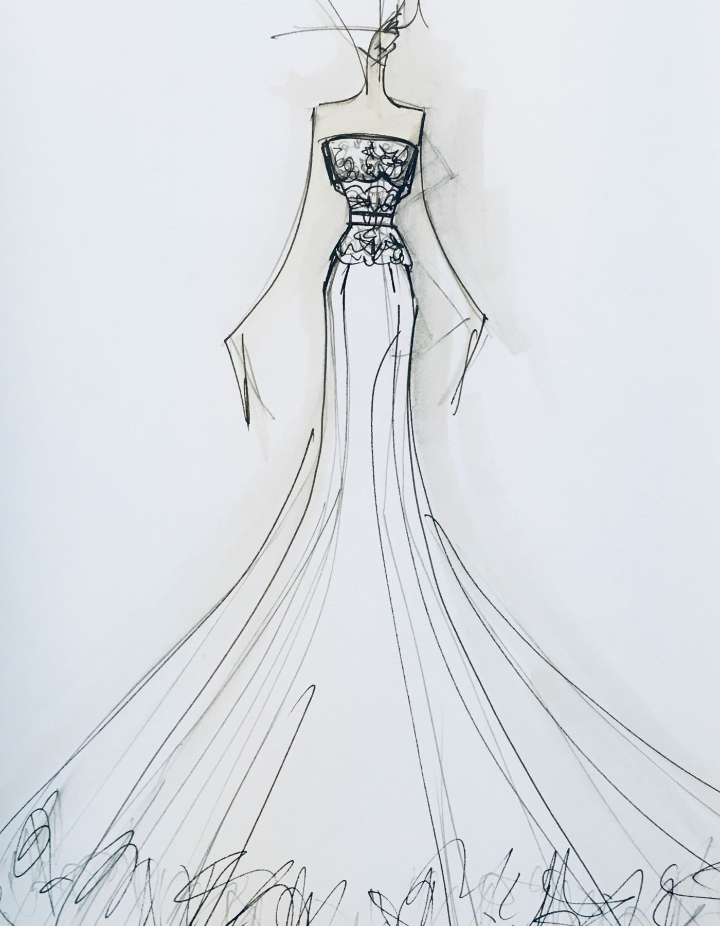 Sharon Cunningham Bride wedding dress fashion illustration