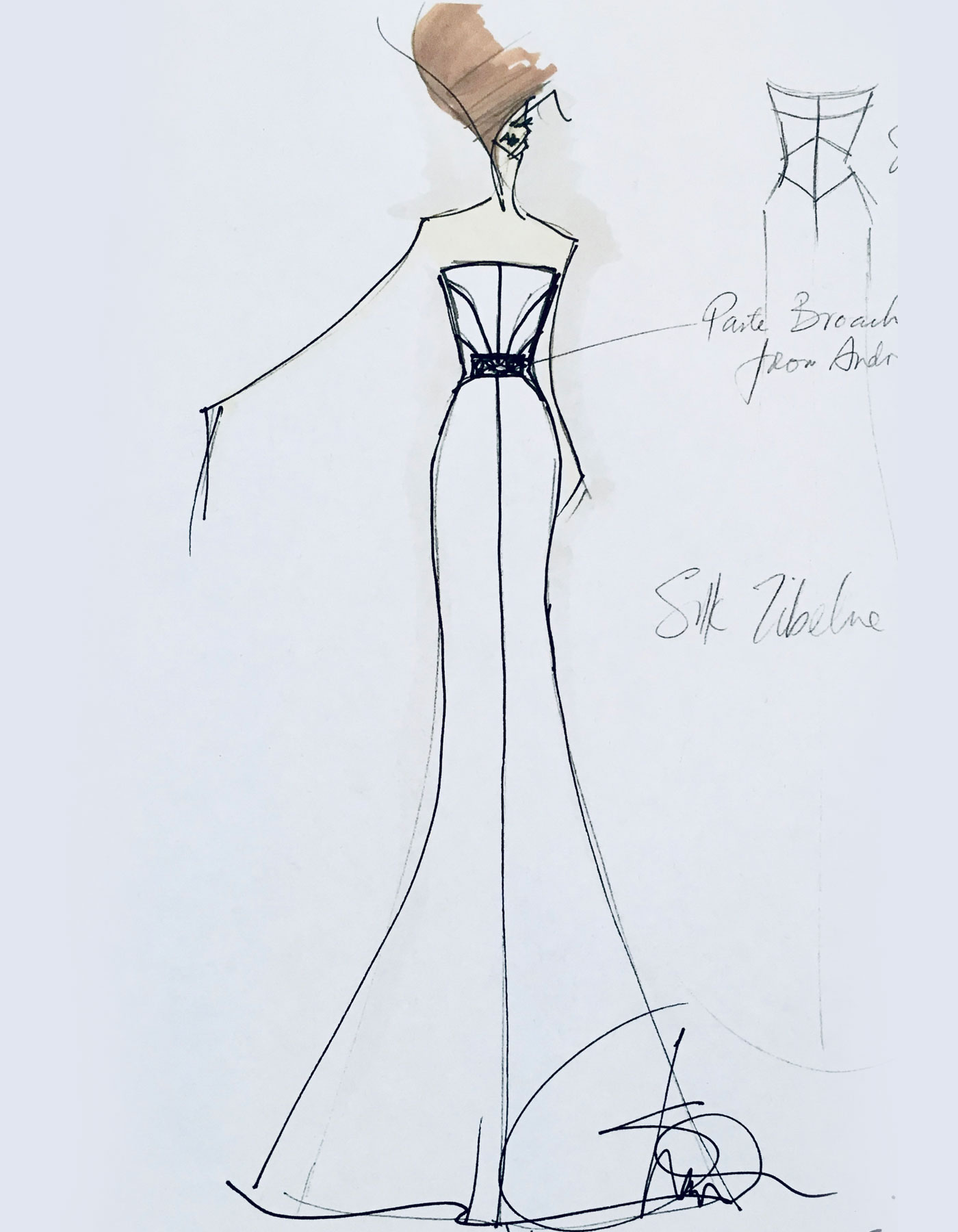 Sharon Cunningham Bride wedding dress fashion illustration