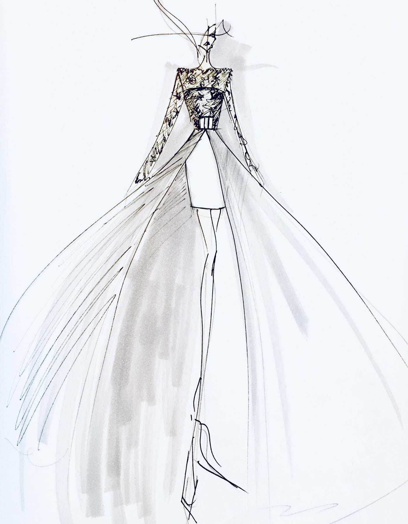 Sharon Cunningham Bride wedding dress fashion illustration