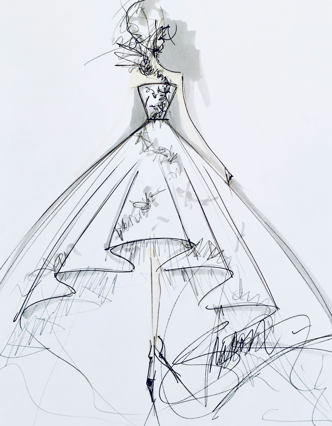 Sharon Cunningham Bride wedding dress fashion illustration