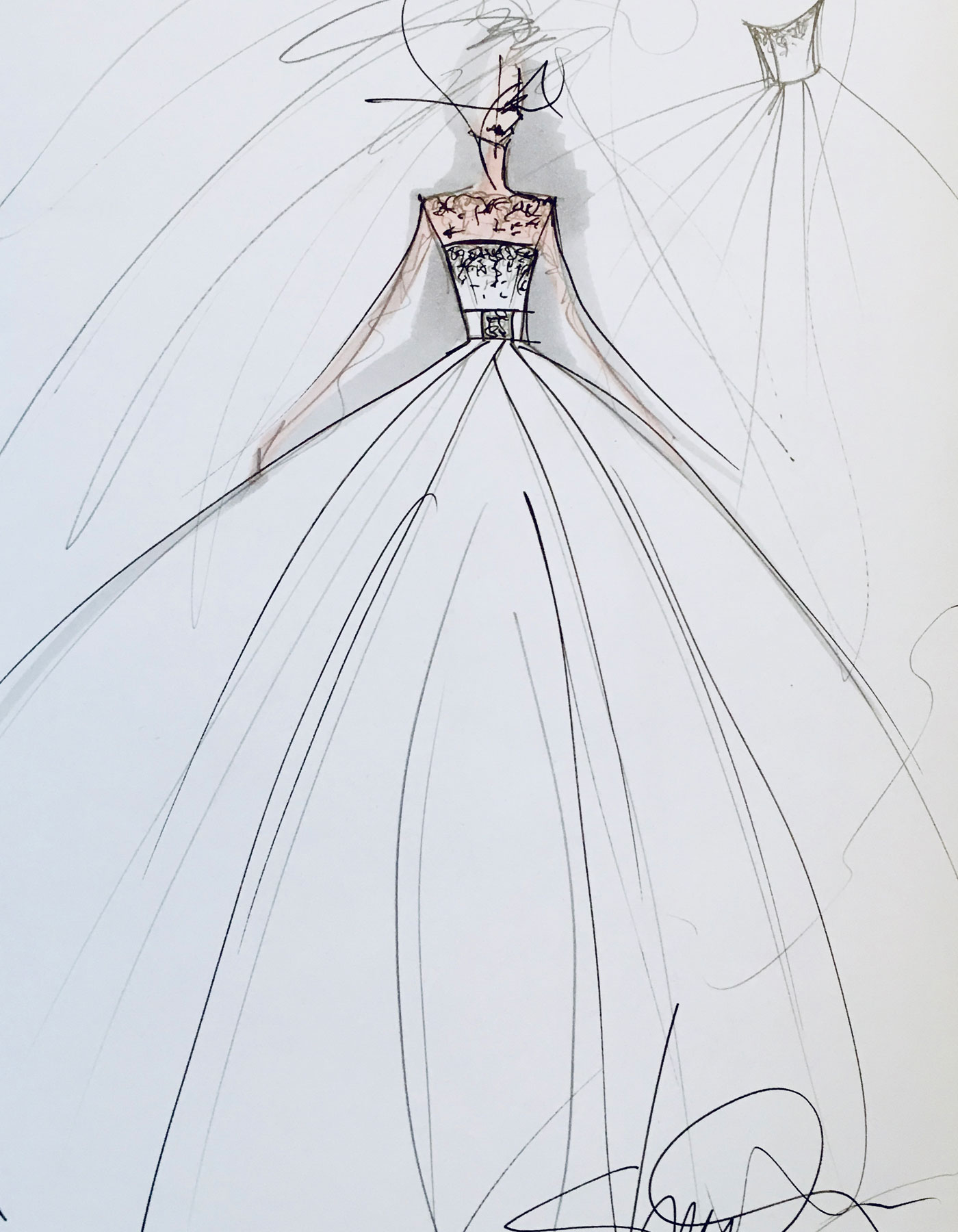 Sharon Cunningham Bride wedding dress fashion illustration