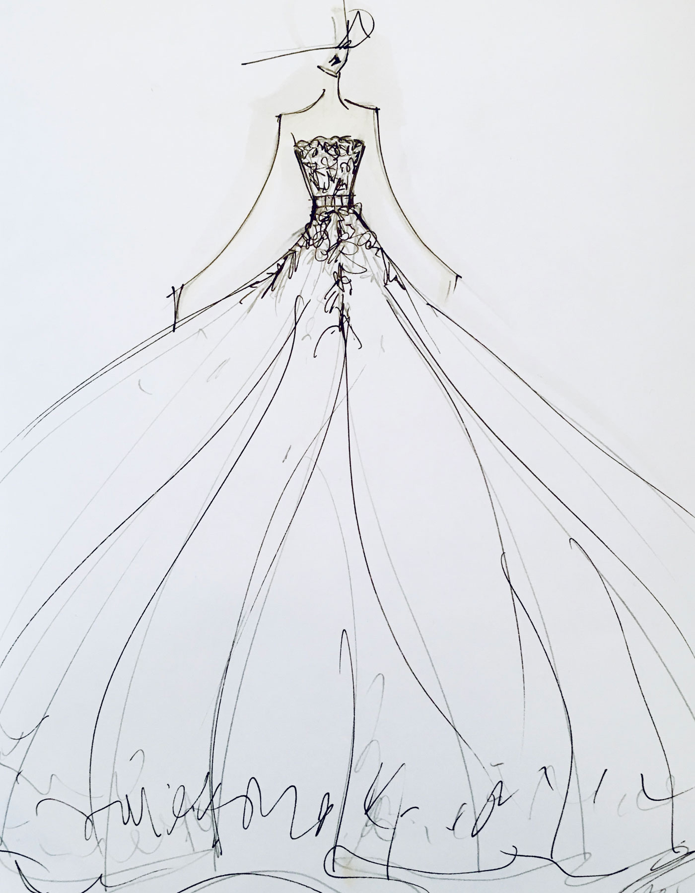 Sharon Cunningham Bride wedding dress fashion illustration