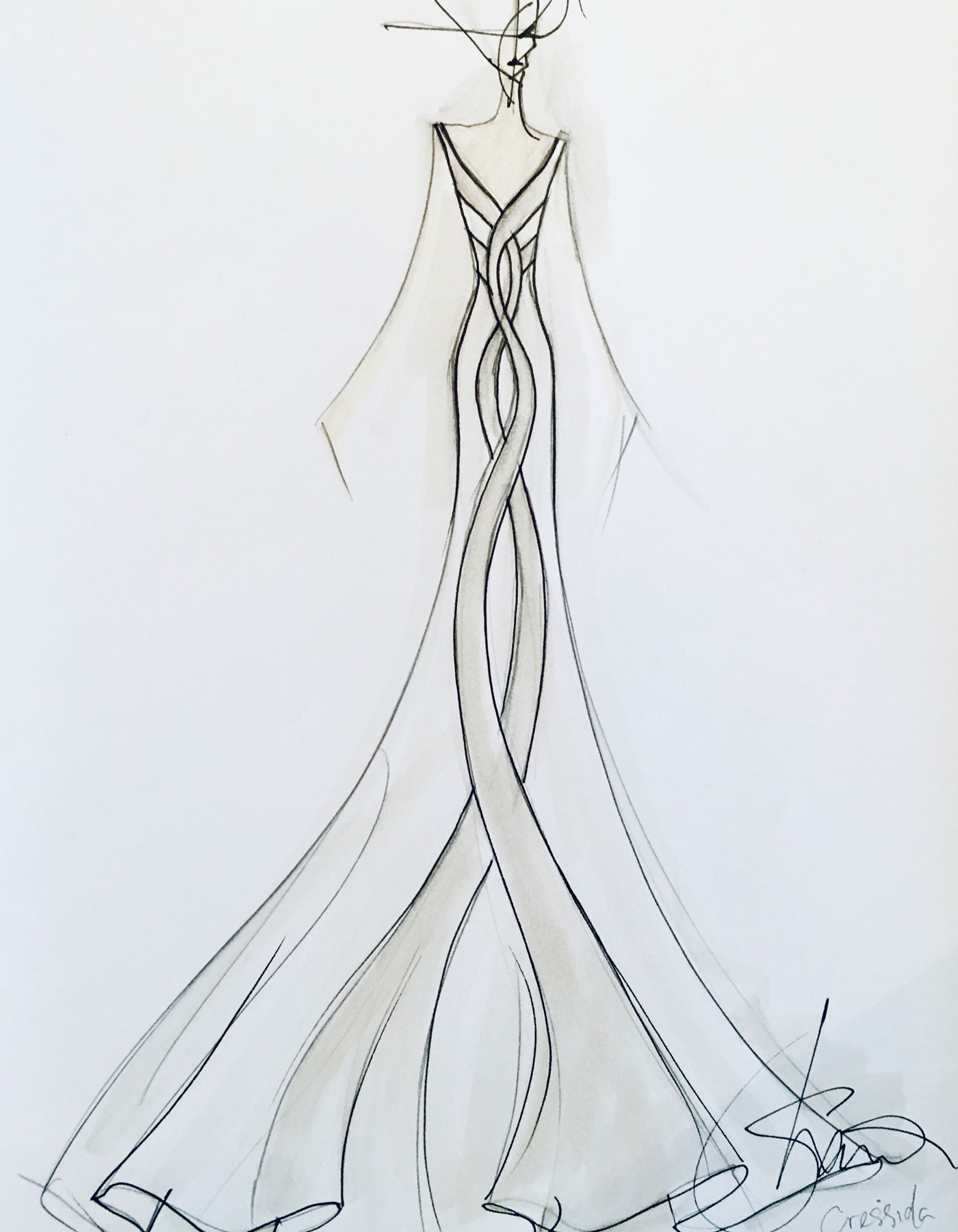 Sharon Cunningham wedding dress fashion illustration