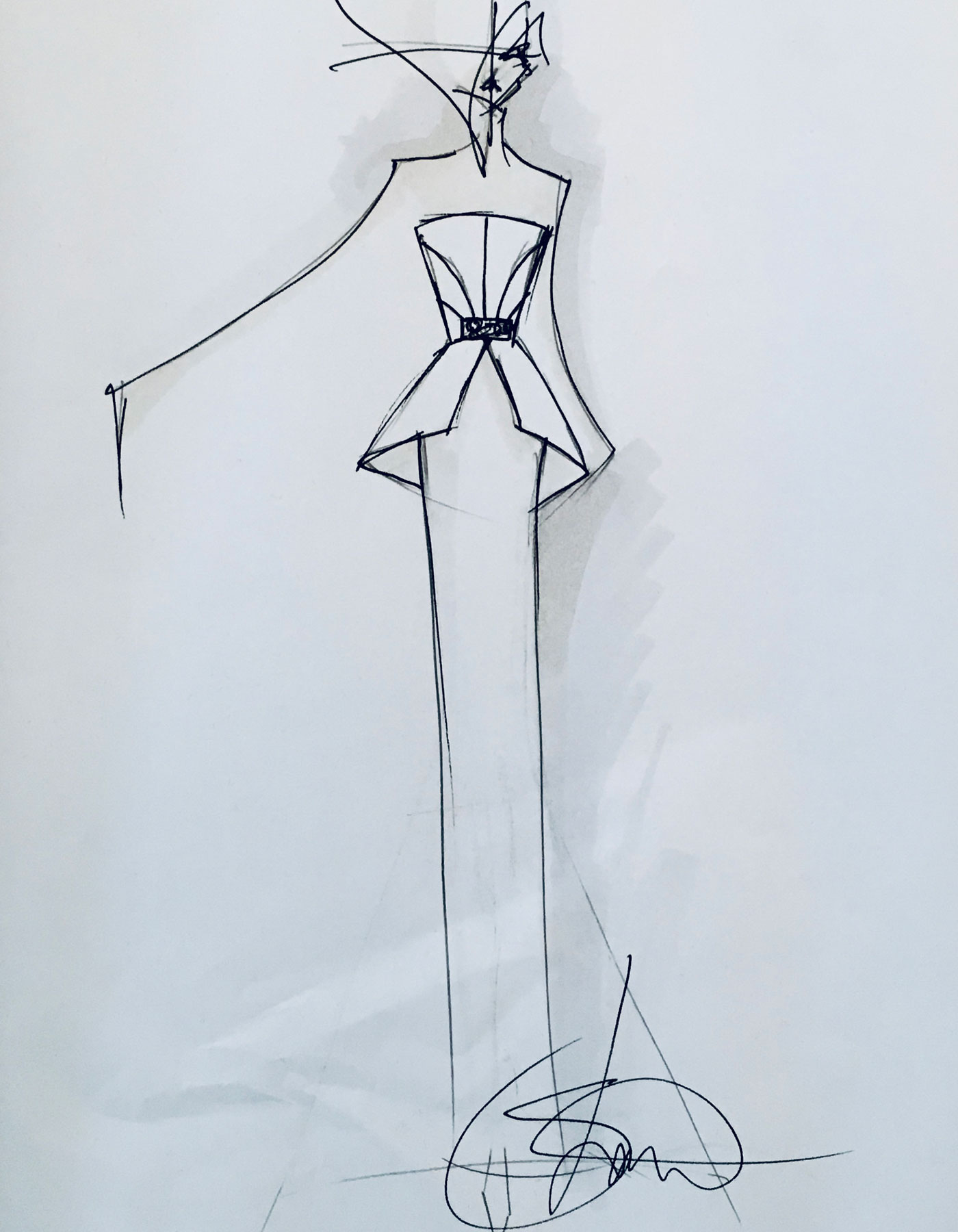 Sharon Cunningham wedding dress fashion illustration