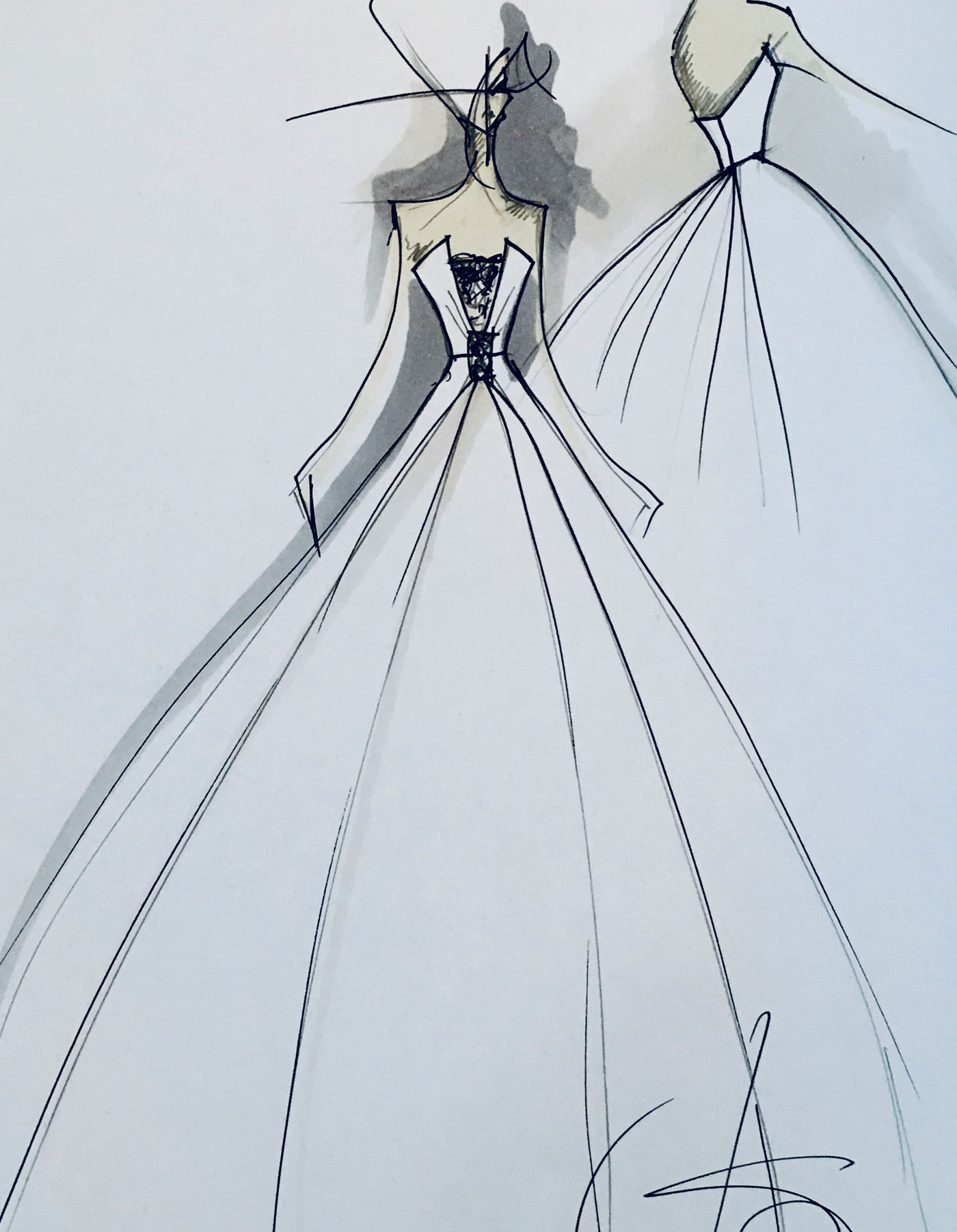 Sharon Cunningham wedding dress fashion illustration