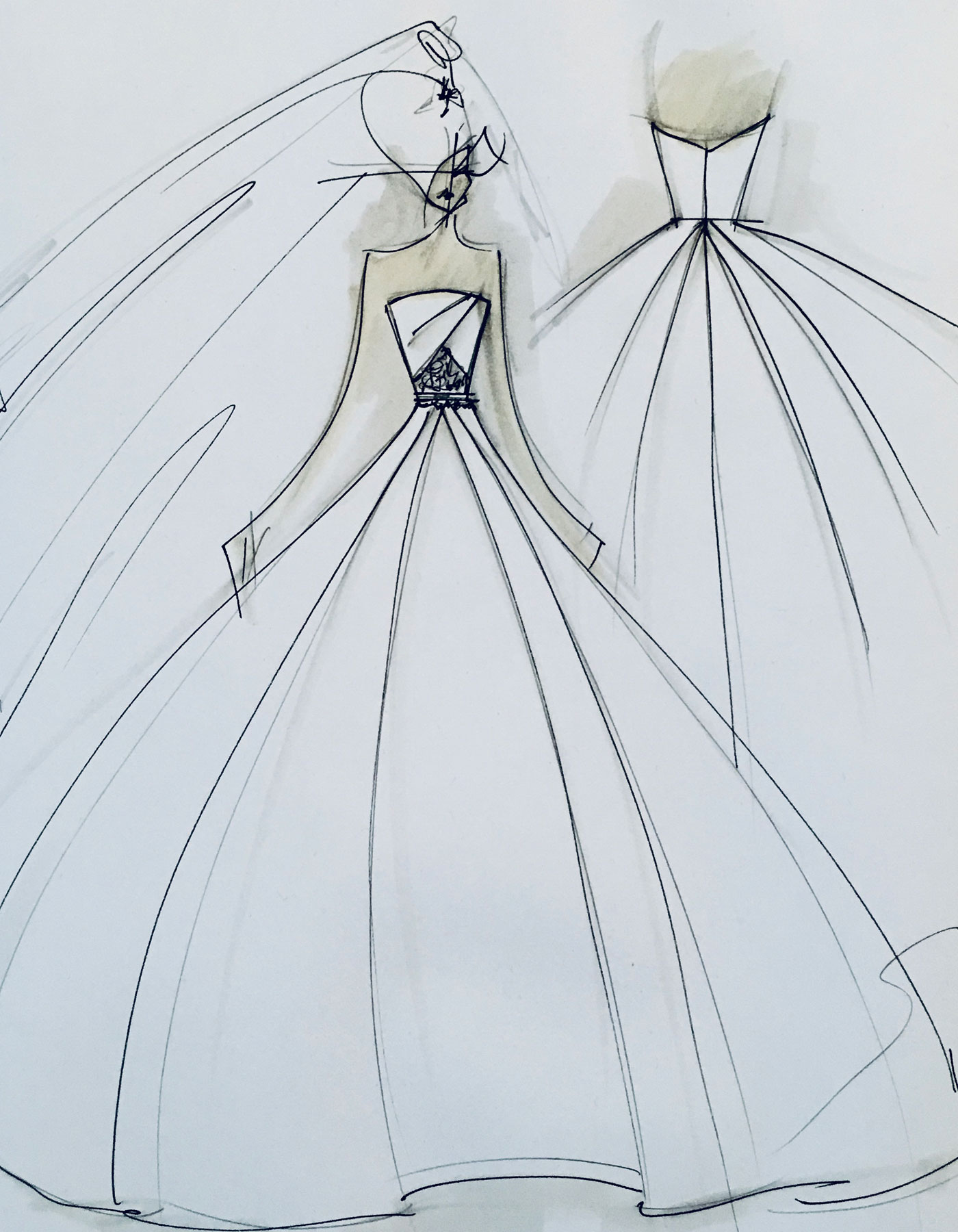 Sharon Cunningham wedding dress fashion illustration