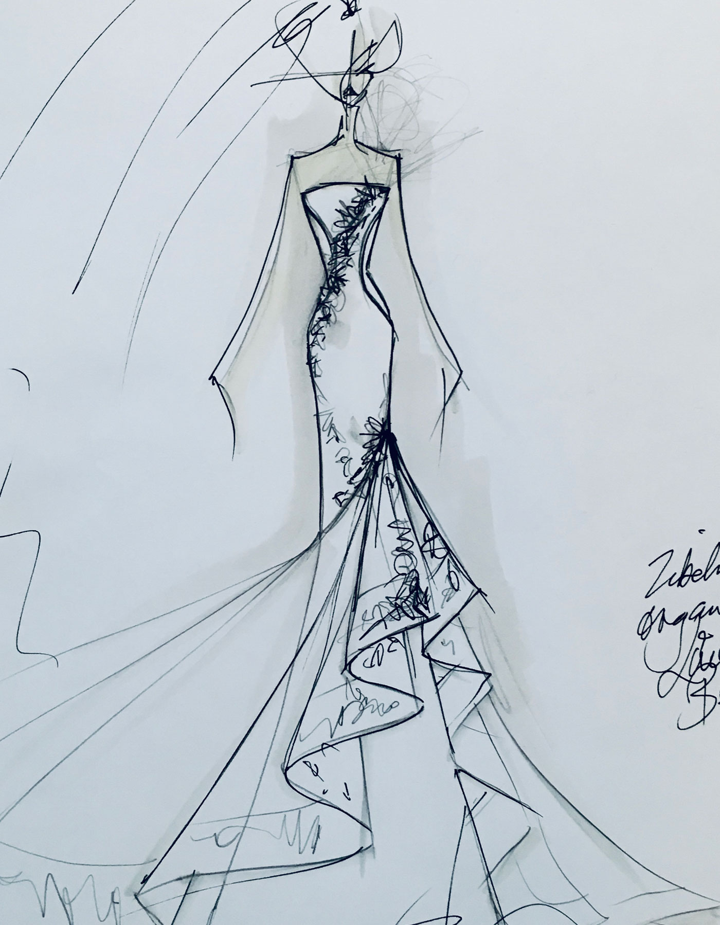 Sharon Cunningham wedding dress fashion illustration