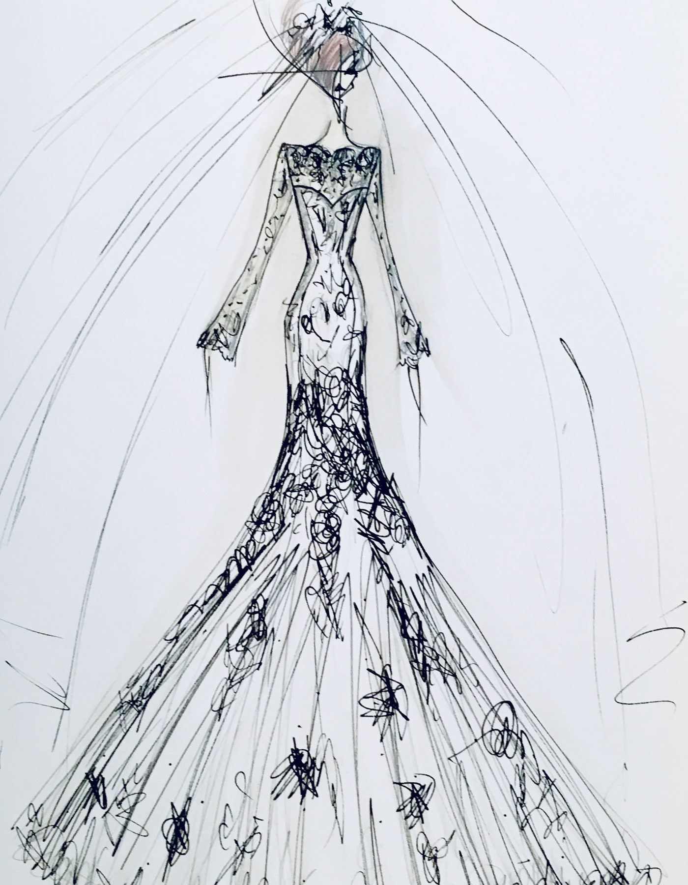 Sharon Cunningham wedding dress fashion illustration