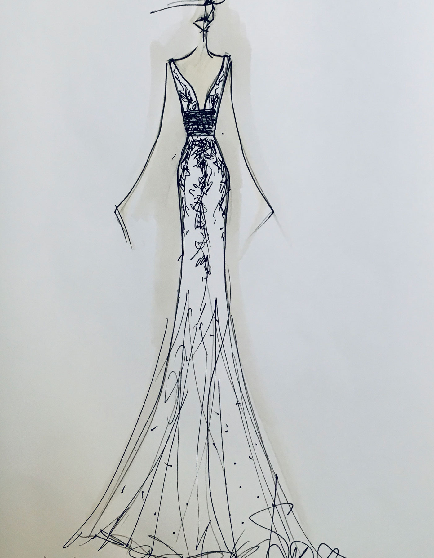 Sharon Cunningham wedding dress fashion illustration