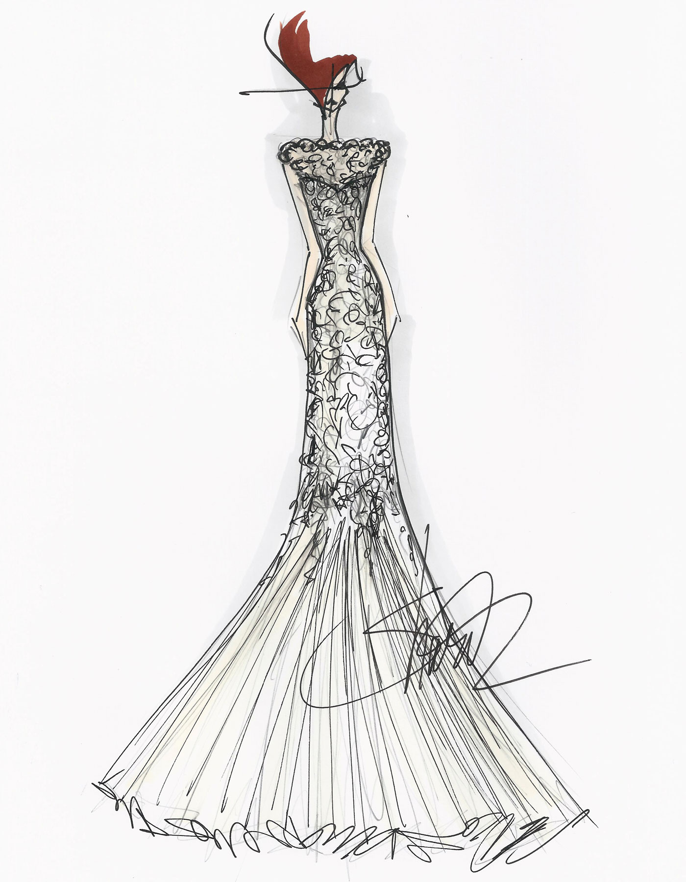 Sharon Cunningham wedding dress fashion illustration