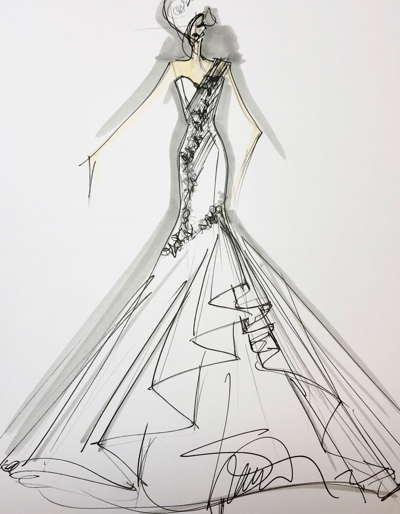 Sharon Cunningham wedding dress fashion illustration